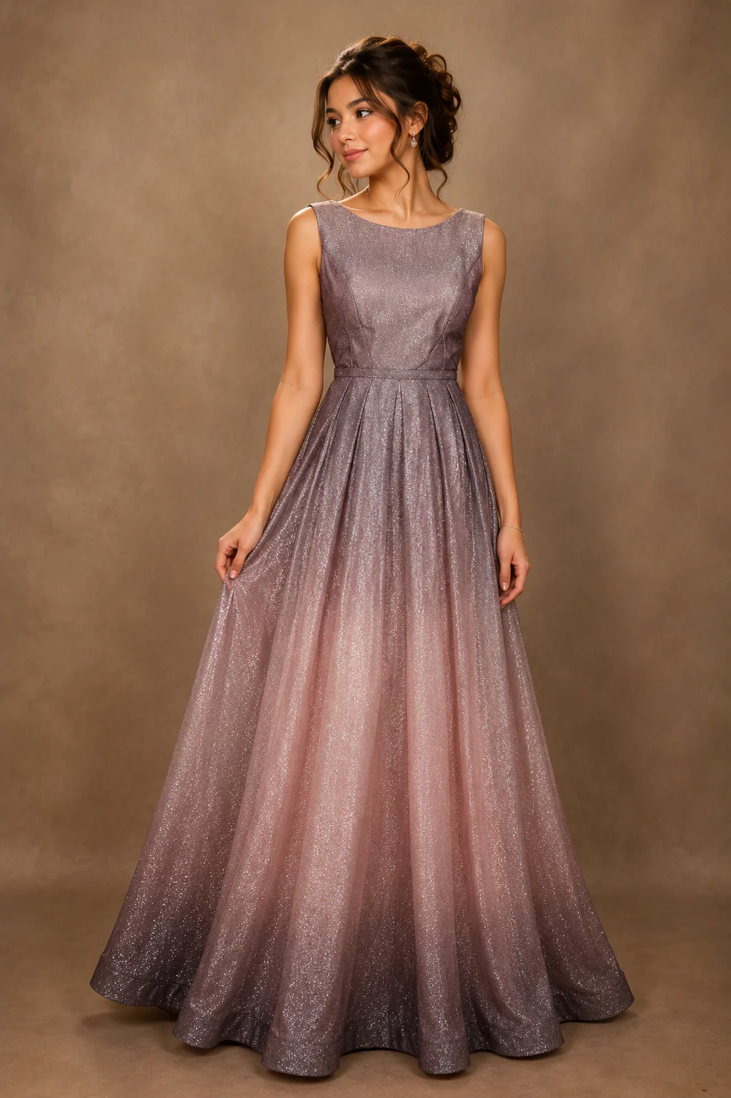 Ombre Effect Shimmer Solid Party Wear Gown
